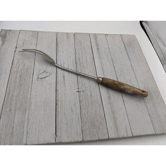 Vintage EKCO Halo Solid Meat Utility Fork Wood Handle 12 3/4" - Picture 4 of 9